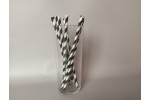 Трубочки для напоїв паперові (d=6mm, l=197mm, чорно-білі полоски) (200 шт.) 
