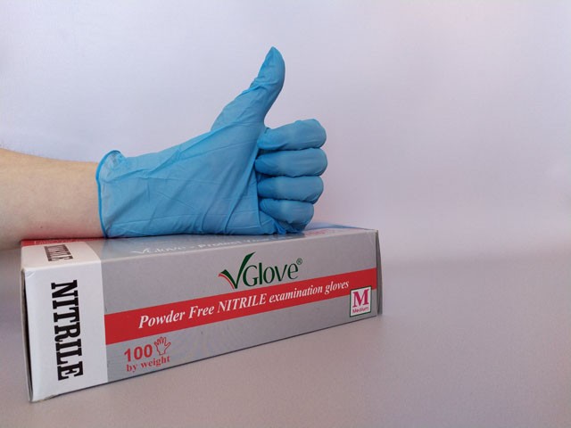 Рукавиці нітрилові сині "VGlove" (розмір "М") (100 шт.) 