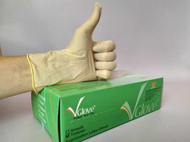 Рукавиці латексні БЕЗ ПУДРИ "VGlove" (розмір "S") (100 шт.) 